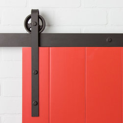 Traditional 6&Prime; Wheel Strap Flat Track Kit in Oil Rubbed Bronze - Barn Door Hardware