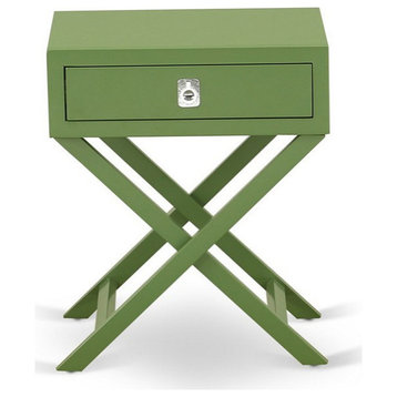Hamilton Square Night Stand End Table With Drawer, Clover Green Finish