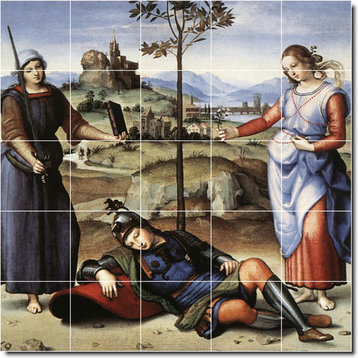 Raphael Mythology Painting Ceramic Tile Mural #159, 40"x40"