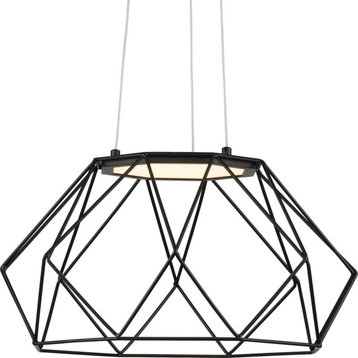 Geodesic LED Matte Black LED Mid-Century Modern Medium Pendant Hanging Light