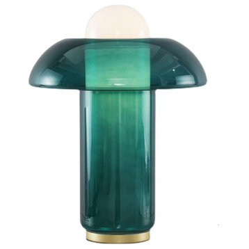 New Green Glass LED Light Modern Mushroom Table Lamp
