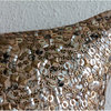 Gold 3D Metallic Sequins 14"x14" Silk Throw Pillows Cover, Textured Jaal