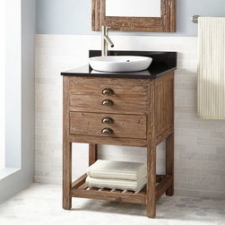 24" BENOIST RECLAIMED WOOD VANITY FOR SEMI-RECESSED SINK - PINE - Bathroom Vanities And Sink Consoles