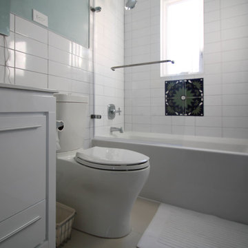 East Denver Minimalist White Bathroom & Kitchen Renovation