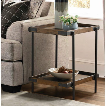 Kyra 27" Oak and Metal Side Table, Shelf