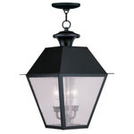 Livex Lighting - Mansfield Outdoor Chain-Hang Light, Black - With stunning seeded glass and a bronze finish, this outdoor hanging lantern will make an elegant addition to any outdoor space. Formed from solid brass & traditionally-inspired, this hanging outdoor lantern is perfect for a back porch or entry way.