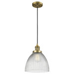 Innovations Lighting - 1-Light Dimmable LED Seneca Falls 9.5" Pendant, Brushed Brass - One of our largest and original collections, the Franklin Restoration is made up of a vast selection of heavy metal finishes and a large array of metal and glass shades that bring a touch of industrial into your home.