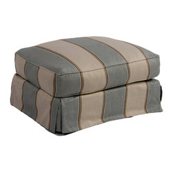 Sunset Trading - Ottoman Slip Cover, Beach House Blue - Slipcovers And Chair Covers