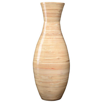 Villacera Handcrafted 20" Tall Natural Bamboo Vase Sustainable Bamboo