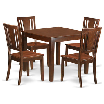 5 Pc Kitchen Tables, Chair Set, Dining Table, 4 Dining Chairs In Mahogany