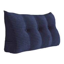 WOWMAX - Headboard Wedge Reading Pillow Navy Corduroy, 39x20x8 - Bed Pillows