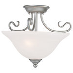 Livex Lighting - Coronado Ceiling Mount, Brushed Nickel - Classic brushed nickel two light semi flush mount paired with white alabaster glass. Timeless in its vintage appeal, this light is stylish for both new and restored homes.