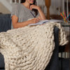 Chunky Knit Throw, Cream Merino Wool