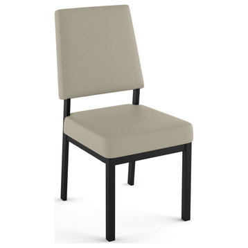 Amisco Avery Dining Chair, Greige Faux Leather / Black Metal