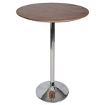 Pangea Home - Jax Bar Table, Walnut - Simple and modern round bar table top and round high polished metal base that is perfect with any bar height stool.