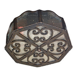 PN-117 Custom Iron and Mica Ceiling Mount Light - Pendant Lighting