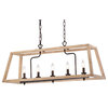 5-Light Antique White and Rustic Finish Kitchen Island Chandelier