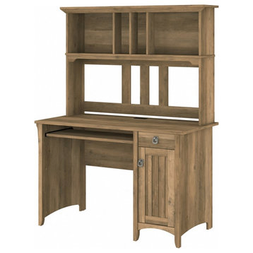 Pemberly Row Small Computer Desk with Hutch in Reclaimed Pine