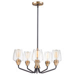 Maxim Lighting - Goblet 5-Light Chandelier - Simple yet elegant frames are finished in two tone finishes to add upscale element to this economical collection. Frames are available in either Bronze with Antique Brass accents or Black with Satin Nickel accents. Both are supplied with Clear glass shades inspired by stemware for a tailored profile.