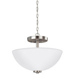 Generation Lighting Collection - Sea Gull Lighting 2-Light Semi Flush Convertible Pendant, Brushed Nickel - Blubs Not Included