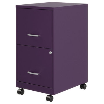 Pemberly Row 18" 2-Drawer Mobile Metal Vertical File Cabinet in Midnight Purple