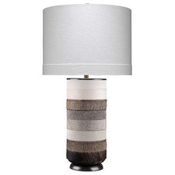 Winslow Table Lamp, White, Light Gray and Dark Gray Hide
