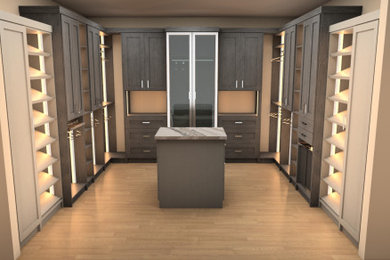 Lighted closet with island