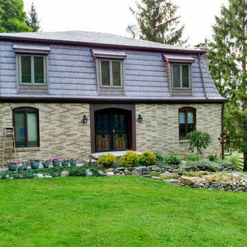 Metal Roofing - Oxford Slate Rock Metal Shingle in Blue Mansard Roof