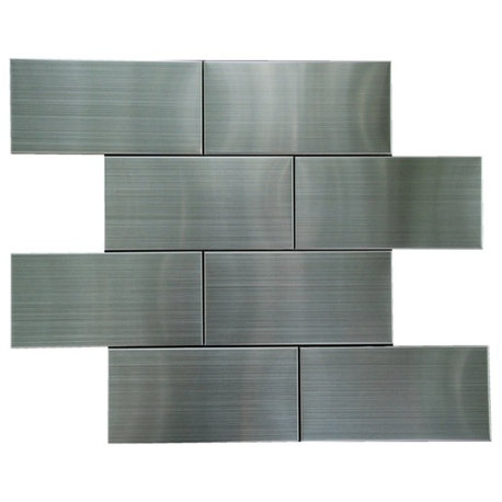 Stainless Steel Flat Subway Tile, 3"x6" Tiles, Set of 240