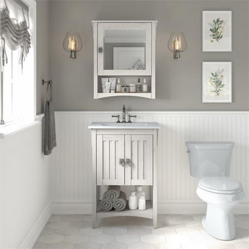 Bush Salinas 24"W Engineered Wood Vanity Sink w/ Medicine Cabinet in Linen White