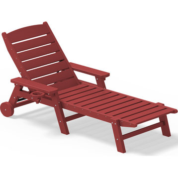 SERWALL Patio Lounge Chair for Pool, Red