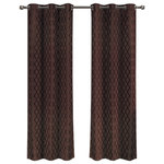 Royal Tradition - Willow Thermal Blackout Curtains, Set of 2, Chocolate, 84"x96" - The stylish geometric pattern of these floor-length curtains conveys a refined and classic look to your home. Containing a pole pocket design, these jacquard curtains are well-suited with traditional curtain rods, allowing you to change your room easily. This trendy and functional curtain panel pair is thermal-insulated, blocks out the glaring sunlight during the hot summer months, and keeps cold drafts adrift. Block unwanted light and protect your room against outside temperatures with these thermal blackout curtains. These energy saving curtains are both beautiful and practical. The curtains are machine washable for easy care.
