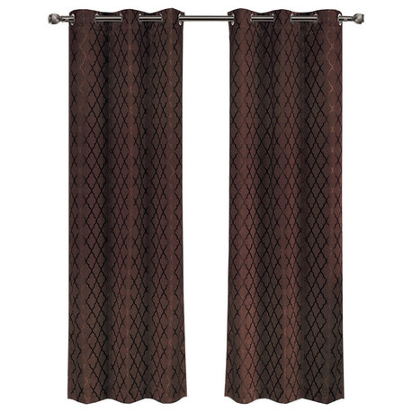 Willow Thermal Blackout Curtains, Set of 2, Chocolate, 84"x96"