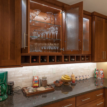 Eden Cherry Fox Kitchen with Two Islands and Granite Tops