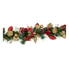 Traditional Room Decoration Collection, 1.5 m Garland, Red/Gold/Green