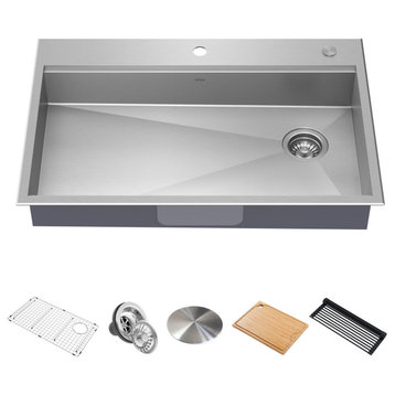 Kore Drop-In Undermount Stainless Kitchen Sink, 33" (Model Kwt310-33/5.5, Ada)