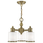 Livex Lighting - Livex Lighting Antique Brass 3-Light Convertible Mini Chandelier/Ceiling Mount - A magnificent home lighting choice, the Middlebush collection three light dinette chandelier effortlessly blends traditional style with clean, modern-day materials. This spectacular piece can also be transformed into a three light ceiling mount .