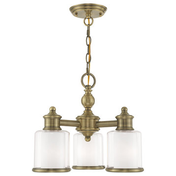 Livex Lighting Antique Brass 3-Light Convertible Mini Chandelier/Ceiling Mount