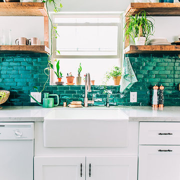 Copper Plated C-Brackets and Rustic Doug Fir Shelves