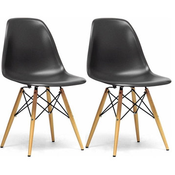 Mod Made Paris Tower Side Chair Wood Leg, Black, Set Of 2