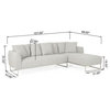 Harley Sectional Sofa With Chaise Lounge, Light Gray, Silver