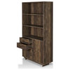 Furniture of America Berto Farmhouse Wood 3-Shelf Bookcase in Reclaimed Oak