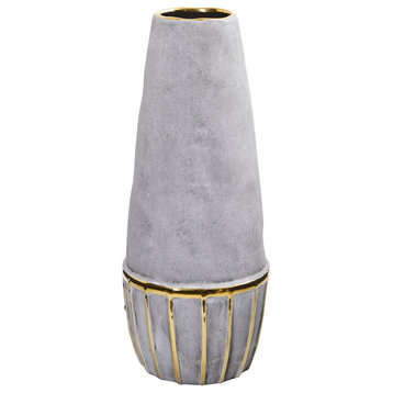 15" Regal Stone Decorative Vase With Gold Accents