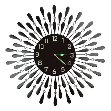 Lulu Decor, Black Drop Metal Wall Clock With Black Glass Dial, 23