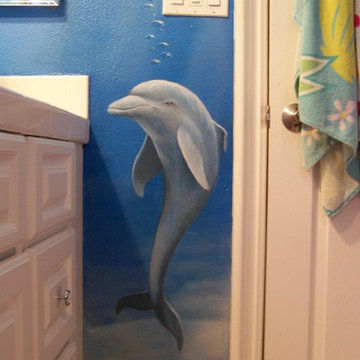 Underwater bathroom mural
