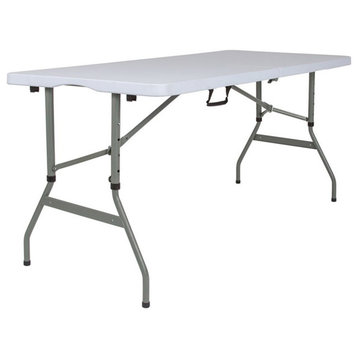 Flash Furniture 60" x 27" Plastic Bi-Fold Table in Granite White
