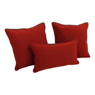 18-inch Double-corded Solid Microsuede Square Throw Pillows with Inserts  (Set of 2), Red Wine