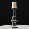 Dazzling Faceted Stacked Square Crystal Candle Holder Pillar Geometric Gift Box