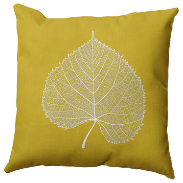 Leaf Study Accent Pillow, Mustard, 16"x16"