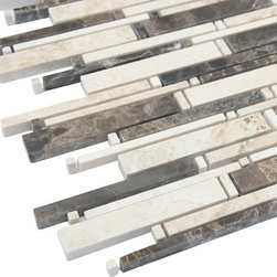 Brown and Beige Matte Random Brick Pattern Marble Stone Tiles - Home Accessories & Decor